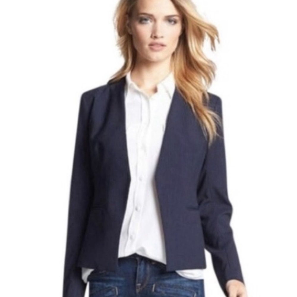 Theory Lana Tuck Stripe Navy Blazer 6